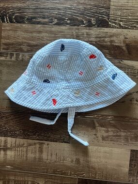 Baby Essentials Light Blue Striped Bucket Hat with Nautical Embroidery
